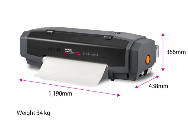 Compact and easy to install printer body – can
be set up directly on a work desk