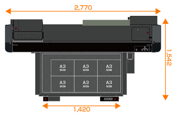 Print 6 A3 sheets in about 15 minutes on a 1,420 mm x 700 mm printing area